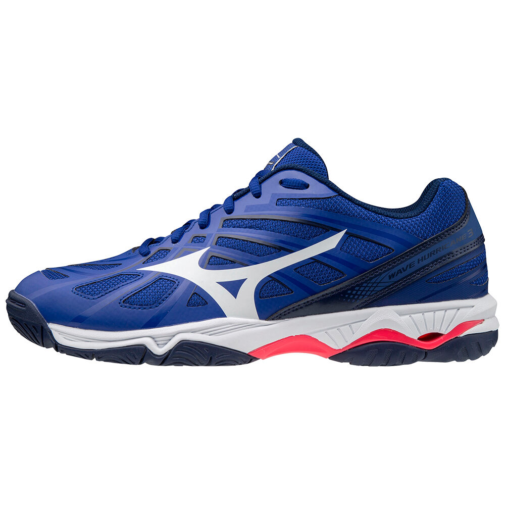 Mizuno Wave Hurricane 3 - Erkek Voleybol Ayakkabısı - Mavi/Beyaz/Pembe Türkiye (YEFVMG-695)